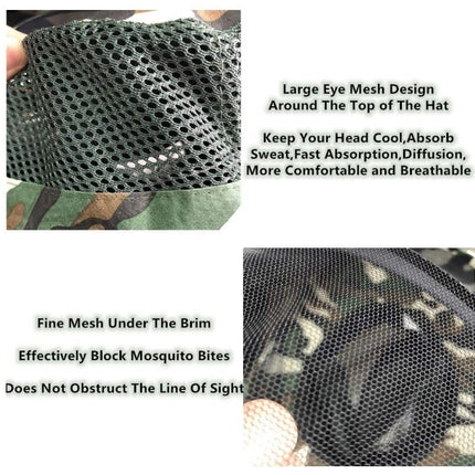 Camouflage Hat with Mosquito Net Bee Fishing Repellent Mesh Camping Hiking Camo - Go2buy Australia