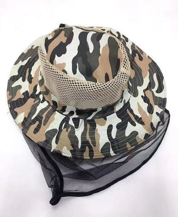 Camouflage Hat with Mosquito Net Bee Fishing Repellent Mesh Camping Hiking Camo - Go2buy Australia