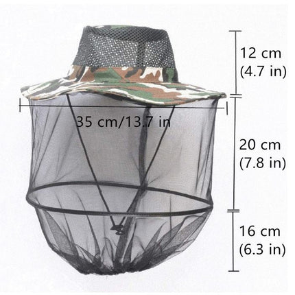 Camouflage Hat with Mosquito Net Bee Fishing Repellent Mesh Camping Hiking Camo - Go2buy Australia