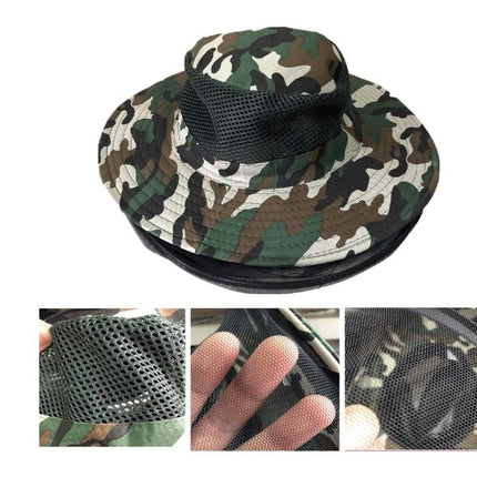 Camouflage Hat with Mosquito Net Bee Fishing Repellent Mesh Camping Hiking Camo - Go2buy Australia