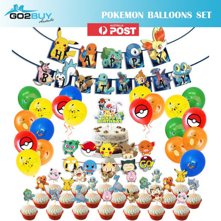 Cartoon Pokemon Pikachu Foil Helium Balloon Birthday Set Party Decoration - Go2buy Australia