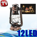 12 LED Vintage Hurricane Lantern w Built-in Dimmer Switch Camping Pergola