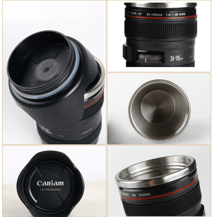 DSLR 24 - 105mm Camera Lens Cup Stainless Steel Coffee Tea Mug 400ML Drink - Go2buy Australia
