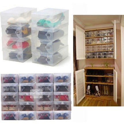 Foldable Clear Plastic Shoe Storage Box Stackable Organizer For Men - Go2buy Australia