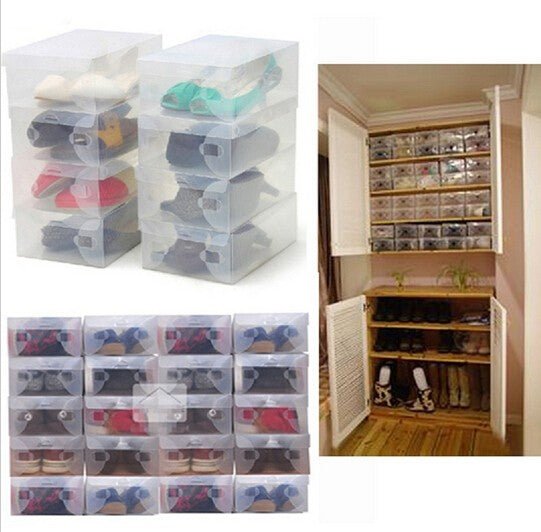 Foldable Clear Plastic Shoe Storage Box Stackable Organizer For Men - Go2buy Australia