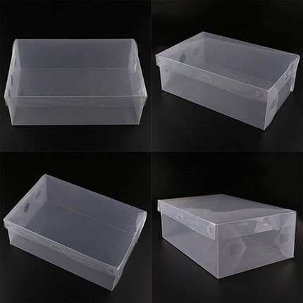 Foldable Clear Plastic Shoe Storage Box Stackable Organizer For Men - Go2buy Australia