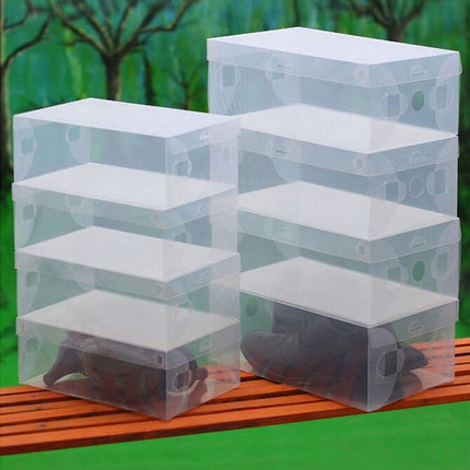 Foldable Clear Plastic Shoe Storage Box Stackable Organizer For Men - Go2buy Australia
