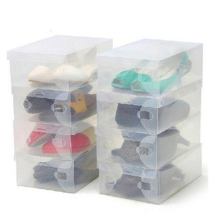 Foldable Clear Plastic Shoe Storage Box Stackable Organizer For Women Kids - Go2buy Australia