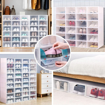 Foldable Plastic Stackable Shoe Storage Box Organizer Heart Drawer For Men - Go2buy Australia