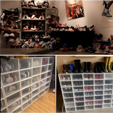 Foldable Plastic Stackable Shoe Storage Box Organizer Heart Drawer For Men - Go2buy Australia