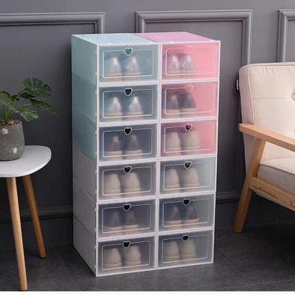 Foldable Plastic Stackable Shoe Storage Box Organizer Heart Drawer For Men - Go2buy Australia