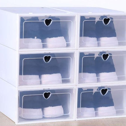 Foldable Plastic Stackable Shoe Storage Box Organizer Heart Drawer For Women Kids - Go2buy Australia