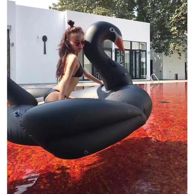 Giant Inflatable Black Swan Pool Float Raft 190*170*120cm - Go2buy Australia