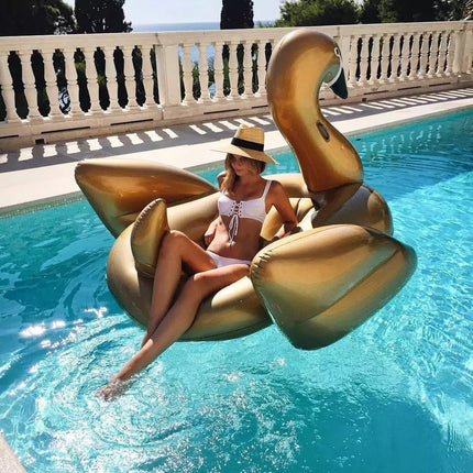 Giant Inflatable Gold Swan Pool Float Raft 190*170*120cm - Go2buy Australia