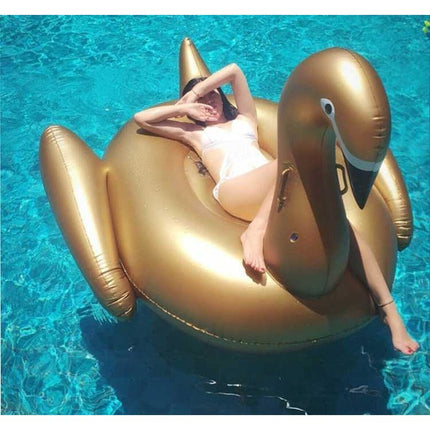 Giant Inflatable Gold Swan Pool Float Raft 190*170*120cm - Go2buy Australia