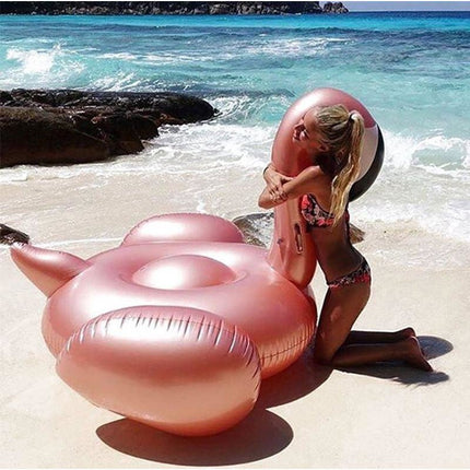 Giant Inflatable Rose Gold Flamingo Pool Float Raft 192*180*115cm - Go2buy Australia