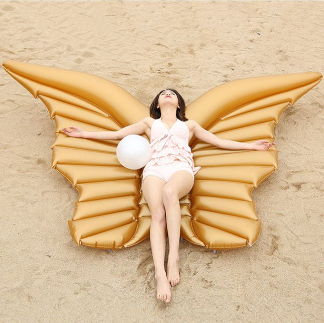 Gold Giant Inflatable White Angel Wings Pool Float Raft 250*180cm - Go2buy Australia