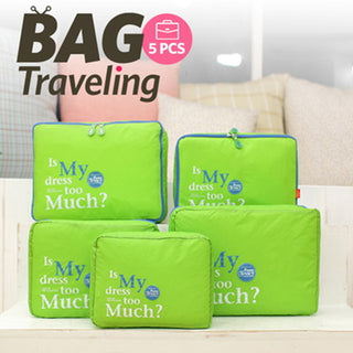 Buy green 5PCS Travel Luggage Organizer Set Backpack Storage Pouches Suitcase Packing Bags(4 Colors Available)