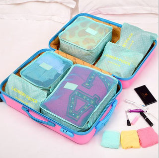 Buy green-dots 6PCS Travel Luggage Organizer Set Backpack Storage Pouches Suitcase Packing Bags(11 Colors Available)