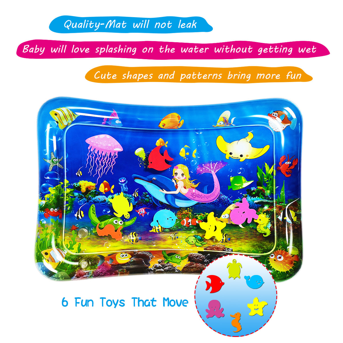 Inflatable Mermaid Premium Play mat Tummy time Water Toys for Babies and Toddlers 50*70cm