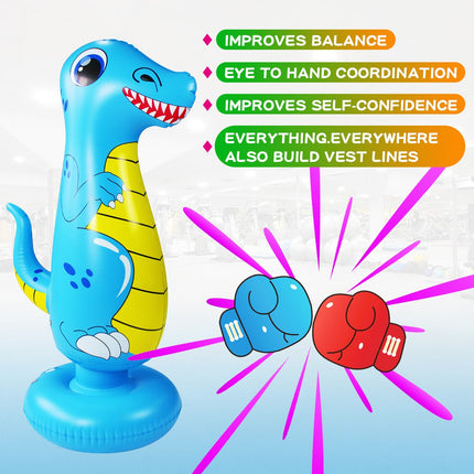 Inflatable Boxing Punching Tower Bag Dinosaur Free Standing With Bounce Back 120cm - Go2buy Australia