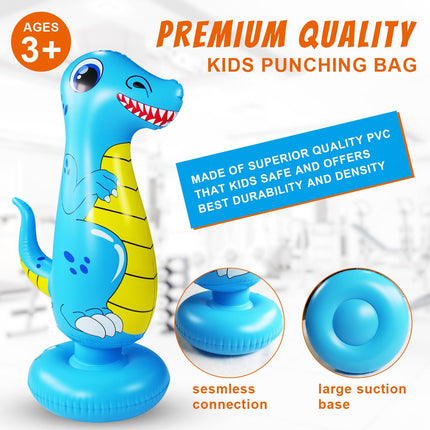 Inflatable Boxing Punching Tower Bag Dinosaur Free Standing With Bounce Back 120cm - Go2buy Australia