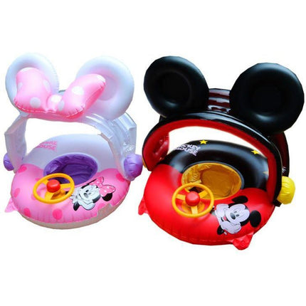 Inflatable Pool Float Swim Ring For Baby Black Mickey With Shade - Go2buy Australia