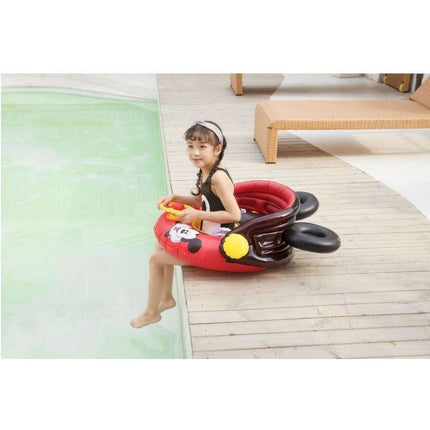 Inflatable Pool Float Swim Ring For Baby Black Mickey With Shade - Go2buy Australia