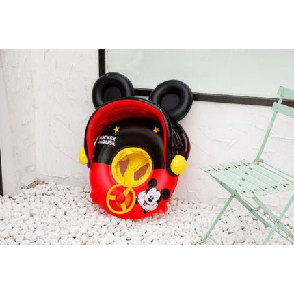 Inflatable Pool Float Swim Ring For Baby Black Mickey With Shade - Go2buy Australia