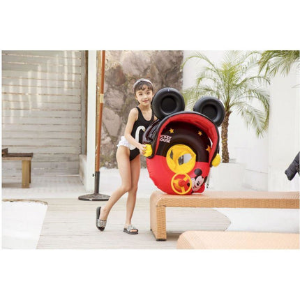 Inflatable Pool Float Swim Ring For Baby Black Mickey With Shade - Go2buy Australia