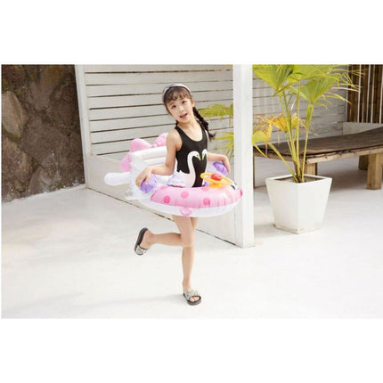 Inflatable Pool Float Swim Ring For Baby Pink Mickey With Shade - Go2buy Australia