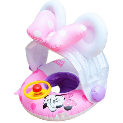 Inflatable Pool Float Swim Ring For Baby Pink Mickey With Shade - Go2buy Australia