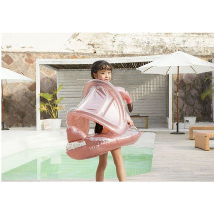 Inflatable Pool Float Swim Ring For Kids Flamingo With Sunshade - Go2buy Australia