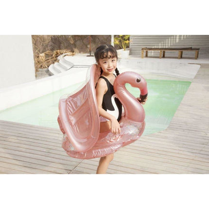 Inflatable Pool Float Swim Ring For Kids Flamingo With Sunshade - Go2buy Australia