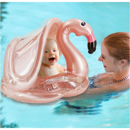 Inflatable Pool Float Swim Ring For Kids Flamingo With Sunshade - Go2buy Australia