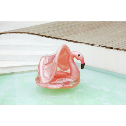 Inflatable Pool Float Swim Ring For Kids Flamingo With Sunshade - Go2buy Australia
