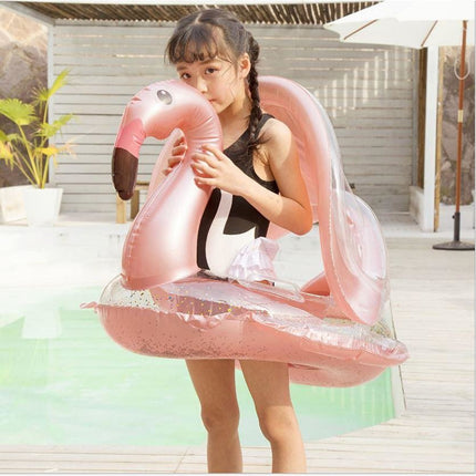 Inflatable Pool Float Swim Ring For Kids Flamingo With Sunshade - Go2buy Australia