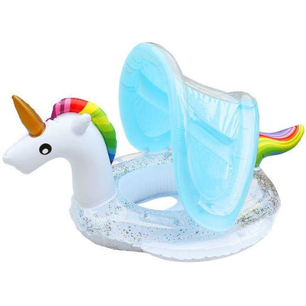 Inflatable Pool Float Swim Ring For Kids Unicorn With Sunshade - Go2buy Australia