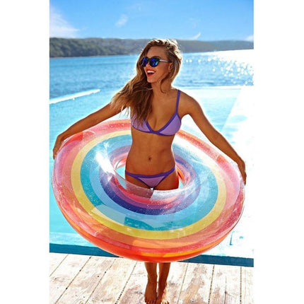 Inflatable Pool Float Swim Ring Rainbow 120cm - Go2buy Australia