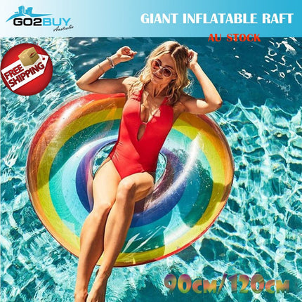 Inflatable Pool Float Swim Ring Rainbow 120cm - Go2buy Australia