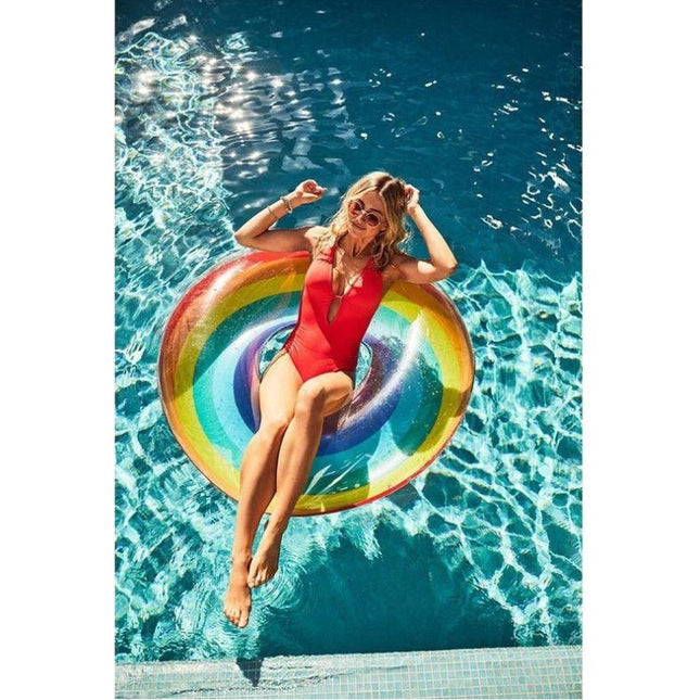 Inflatable Pool Float Swim Ring Rainbow 120cm - Go2buy Australia