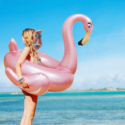 Inflatable Pool Float Swim Ring Rose Gold Flamingo 120cm - Go2buy Australia