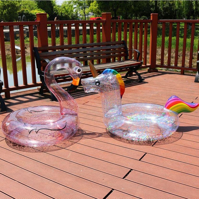 Inflatable Pool Float Swim Ring Transparent Flamingo Unicorn - Go2buy Australia