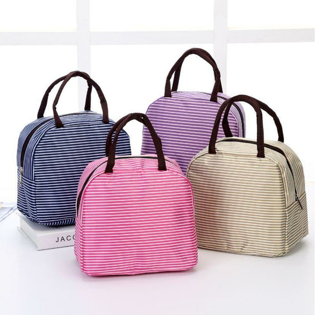 Insulated Strip Lunch Bag Tote Container For Women Kids Office Work School (6 Colors Available) - Go2buy Australia