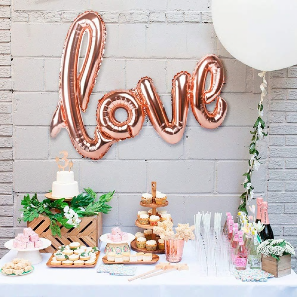 40" Handwriting LOVE Foil Balloons Wedding Proposal Marriage Decor Rose Gold Red