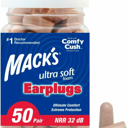 Mack's Ultra Soft Foam Earplugs 50 Pair Ear Plugs for Sleeping Snoring - Go2buy Australia