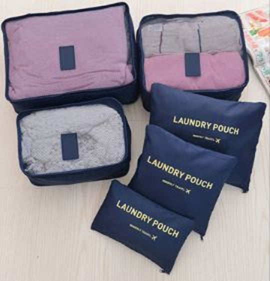 6PCS Travel Luggage Organizer Set Backpack Storage Pouches Suitcase Packing Bags(11 Colors Available)