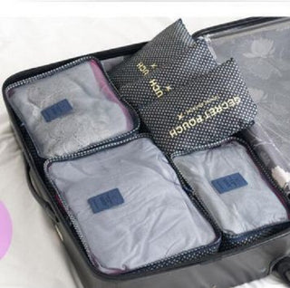 Buy navy-blue-star 6PCS Travel Luggage Organizer Set Backpack Storage Pouches Suitcase Packing Bags(11 Colors Available)