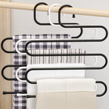 S Shape Multifunctional Metal Hanger Pants Hanger Storage Rack 5 Layers
