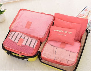 Buy peach-red 6PCS Travel Luggage Organizer Set Backpack Storage Pouches Suitcase Packing Bags(11 Colors Available)